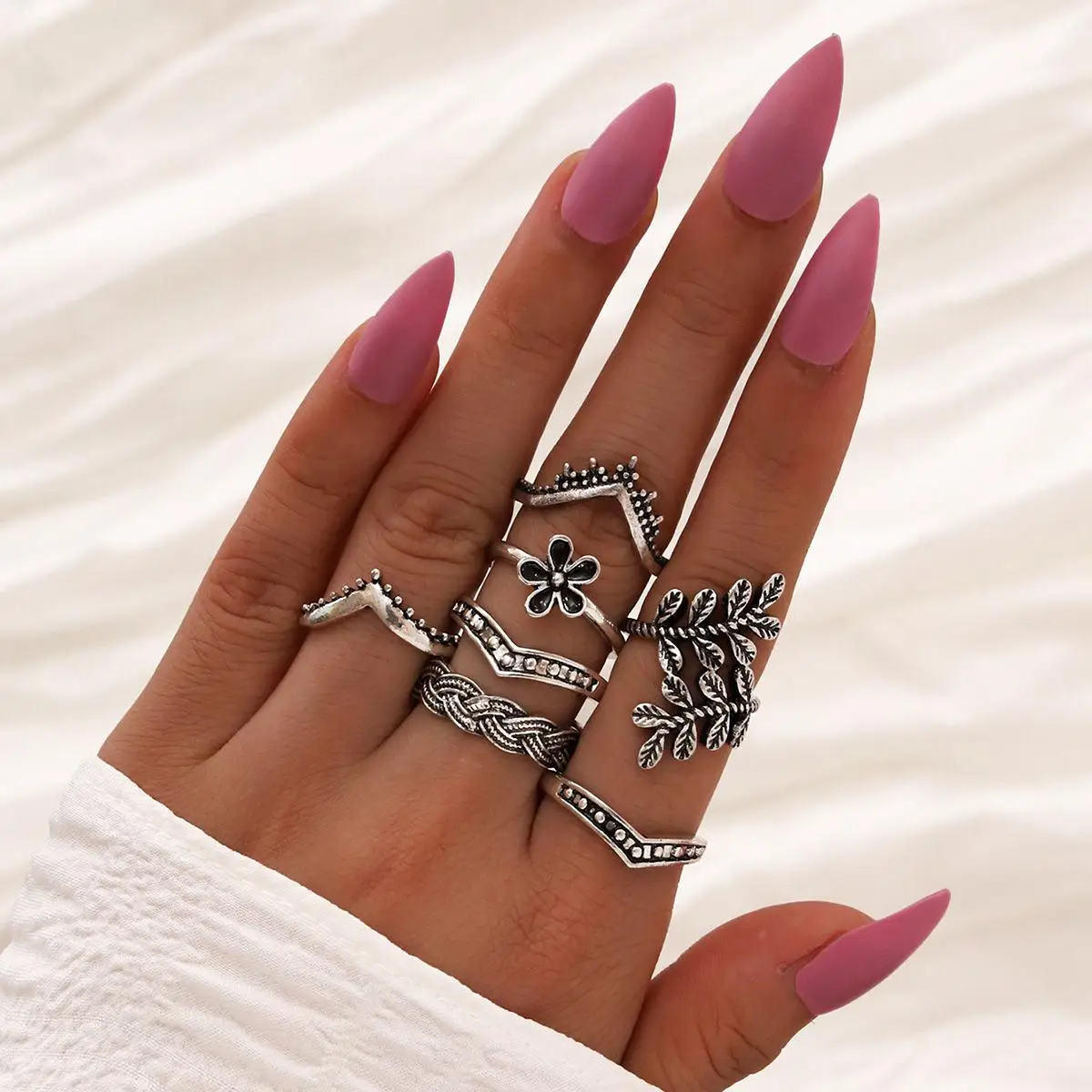 

Fashion Wholesale Retro Silver jewelry rings set for women, Sliver