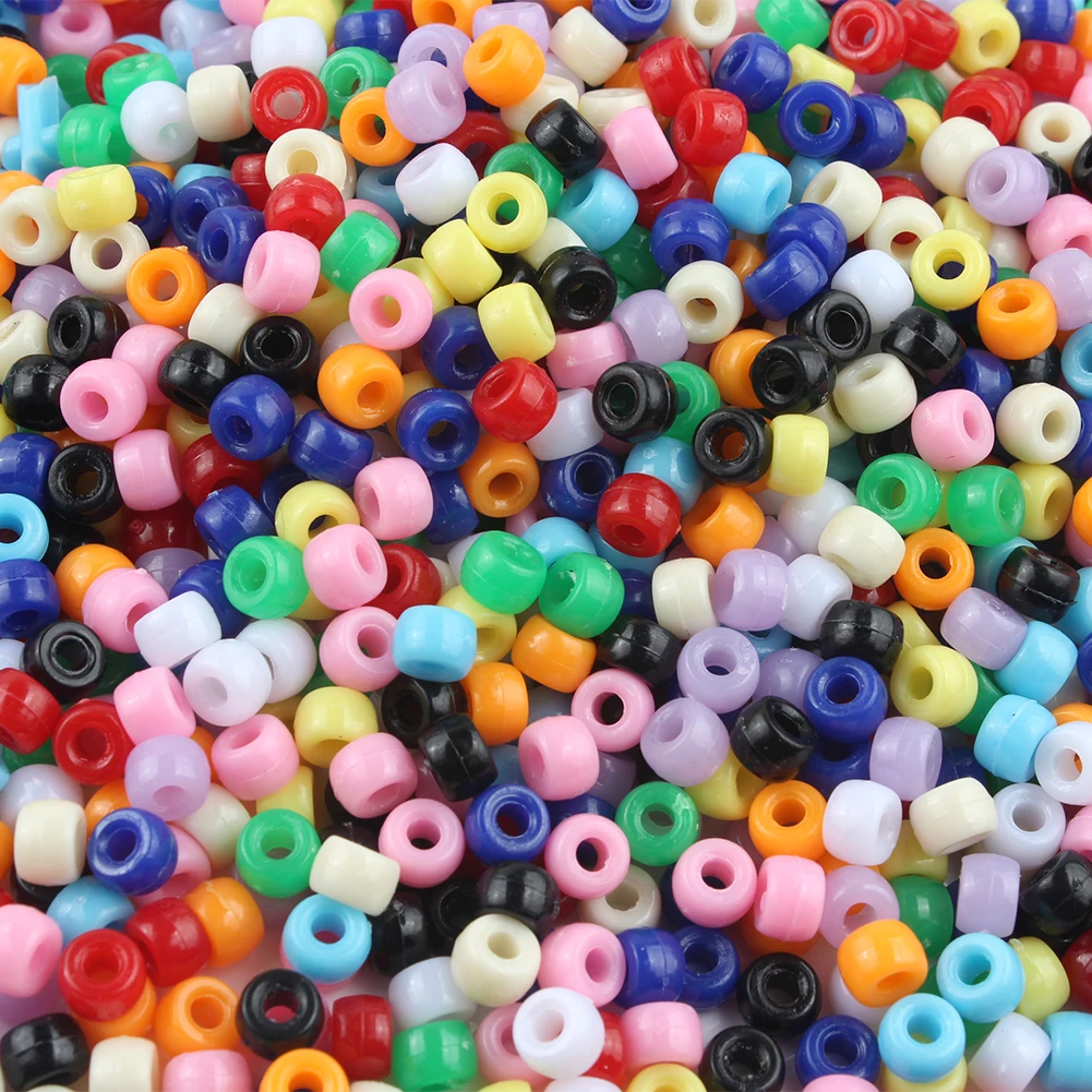 

Round Mix Color Acrylic Plastic Large Hole Loose Pony Beads for jewelry making