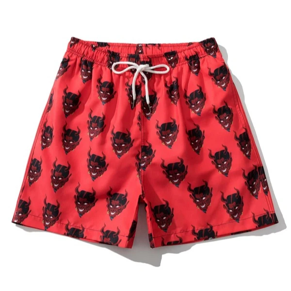 

Factory Wholesale Beach Short Pant Bathing Suit Beach Shorts Male Swimming Wear Men Allover Print Drawstring Waist Swim Trunks