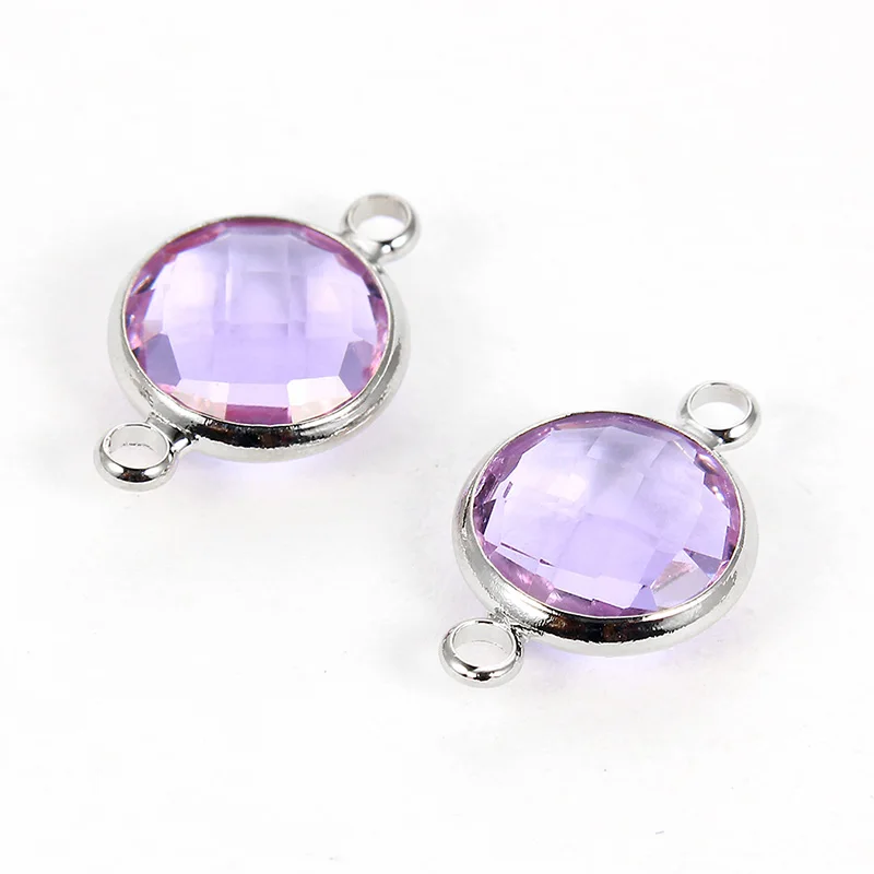 

Wholesale charm 10mm amethyst round charms connectors for bracelet necklace jewelry making accessories