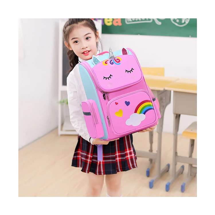 

3D Unicorn Primary School Bags for Girls Cute Waterproof Kids Bag School Student Cartoon Unicorn Girl 6-12 Children Backpack, Customized color