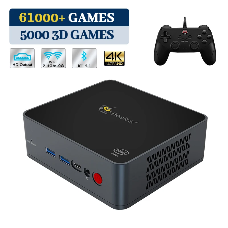 

Super Console PC Lite Retro Video Game Console Beelink Mini PC Dual System Built-in 61000 Games for PS2 WII N64 Support 4K WIFI