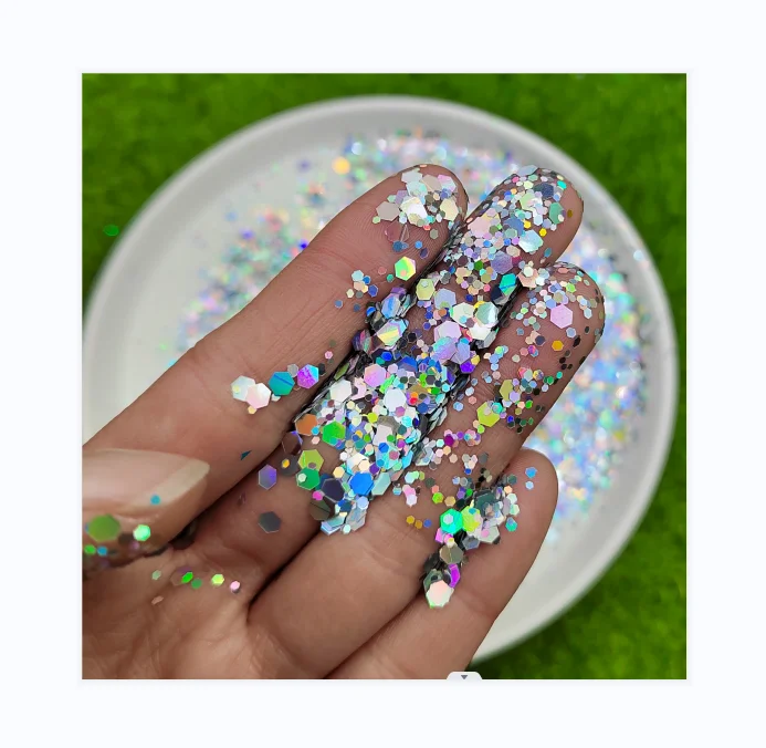 

Chunky Hexagon Glitter Laser Flakes Nail Art Glitter Resin Craft Slime Making Cosmetic Supplies Holographic Sequins