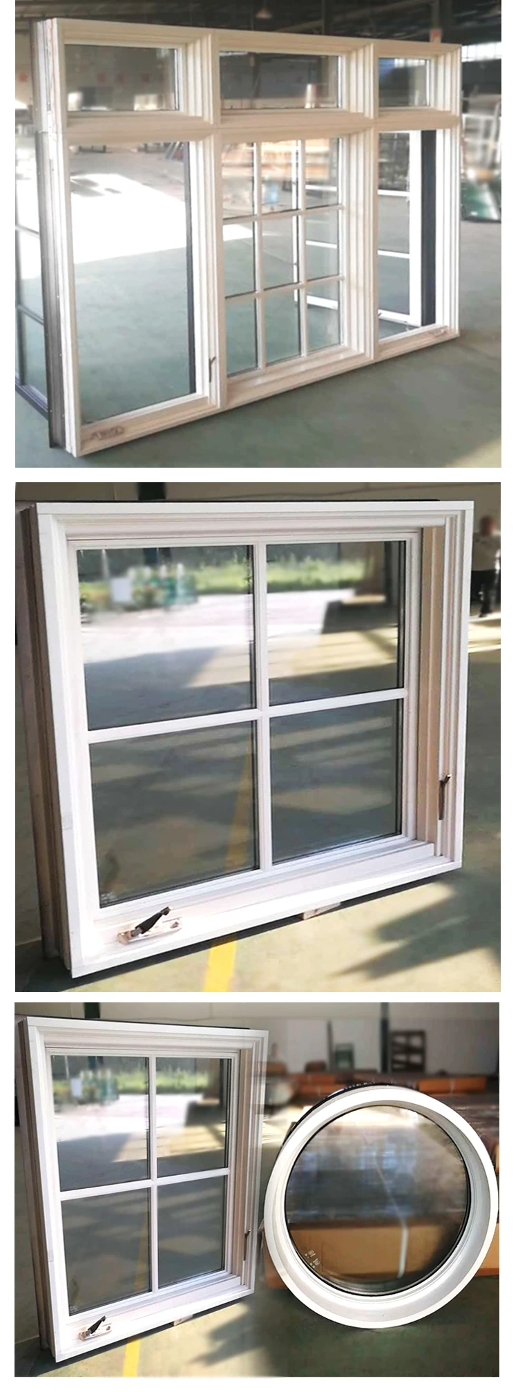 Big Promotion steel burglar proof Double Glass With Grill Design American Crank Open Wood Frame Casement Window