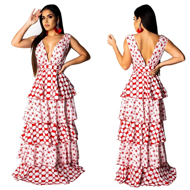 

B60708A A sleeveless v-neck beach dress with a floral print dress