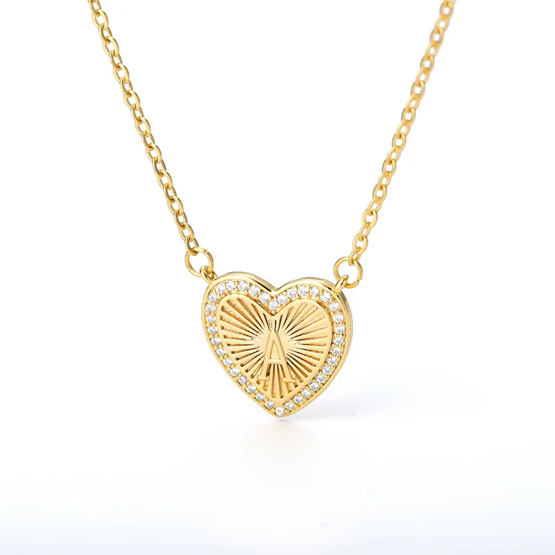 

Gold Plated Necklace Jewelry Yellow Heart Pendant Initial Necklace Heart Chains