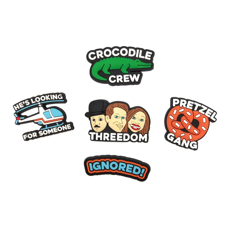 

2021 new design THREEDOM Cartoon character Helicopter Crocodile party gifts croc shoes charms, Picture