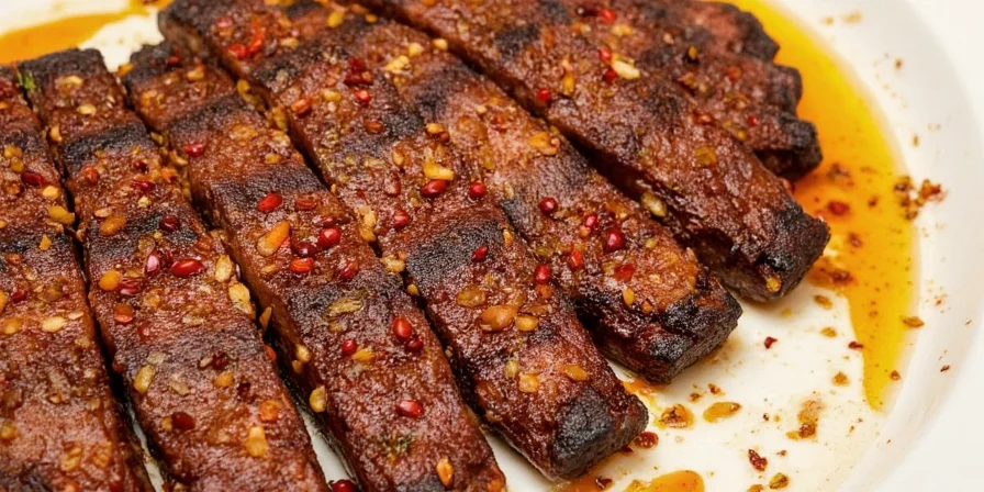 Short ribs braising in a pot