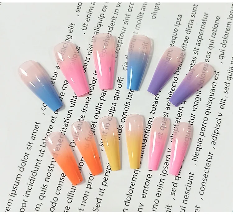 

Long Ballerina Stiletto False Nail Tips Nail Decoration Gradient Rainbow Press on Nails, Picture shown
