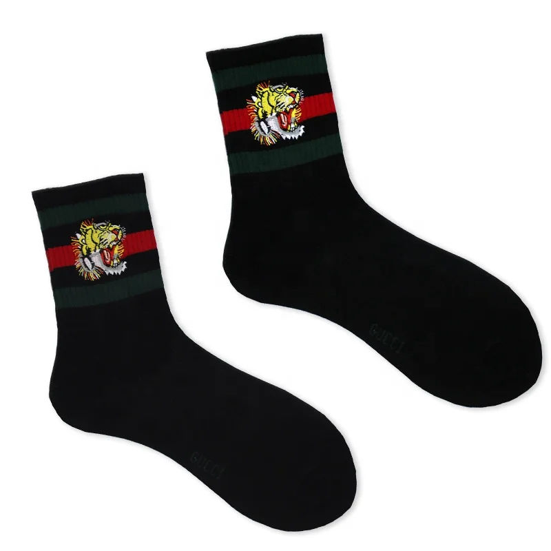 

Luxury Embroidered Retro Tiger Head Stripe Trend Men's Women's Cotton Socks, Picture