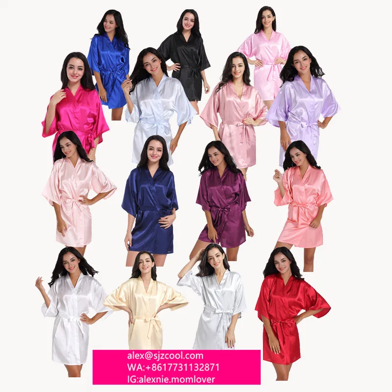 

luxury women robe Short Sleeve Night-gown Female Pyjama Ladies Sleepwear Women Silk Pajamas Satin Robe