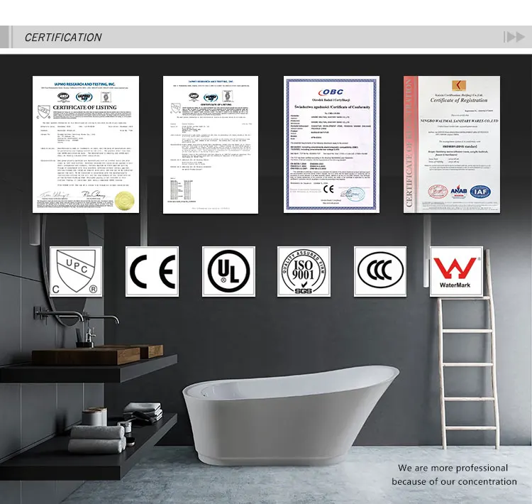 Waltmal OEM Service Cheap Portable Acrylic Left Drain Freestanding Deep Bath Tub In White WTM-02526