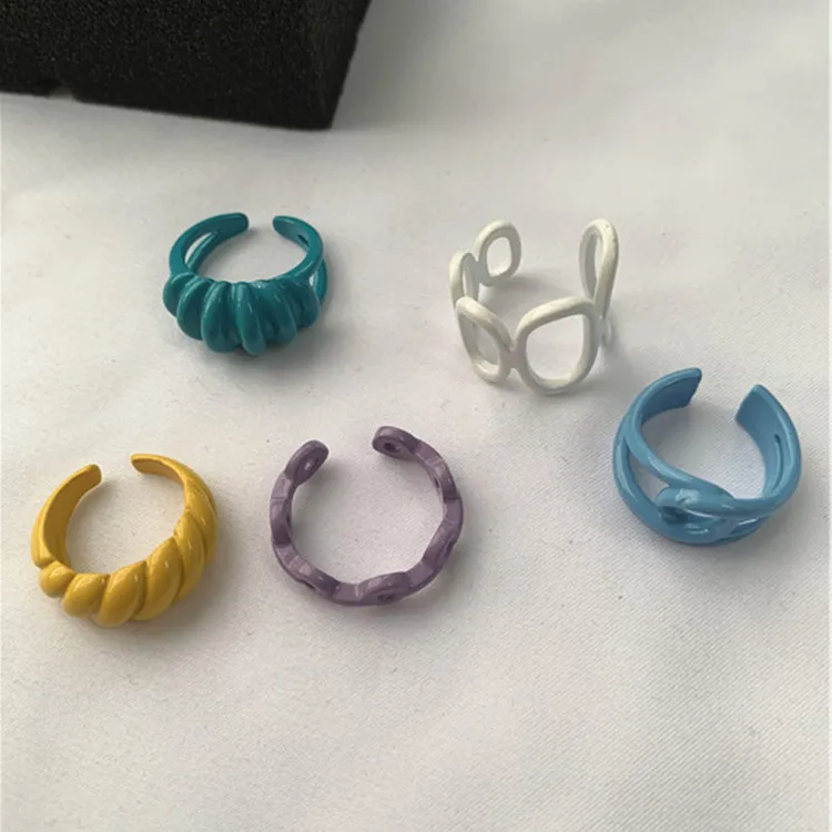 

SP Geometric Irregular Colorful Enamel Thick Ring Chunky Adjustable Rings For Women Jewelry