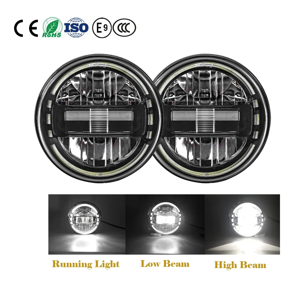 

DOT Angel Eye DRL LED Daymaker Offroad Round 7" 120W Headlamp 7 Inch Headlight 7inch Head Light for LandRover 90/110 Defender