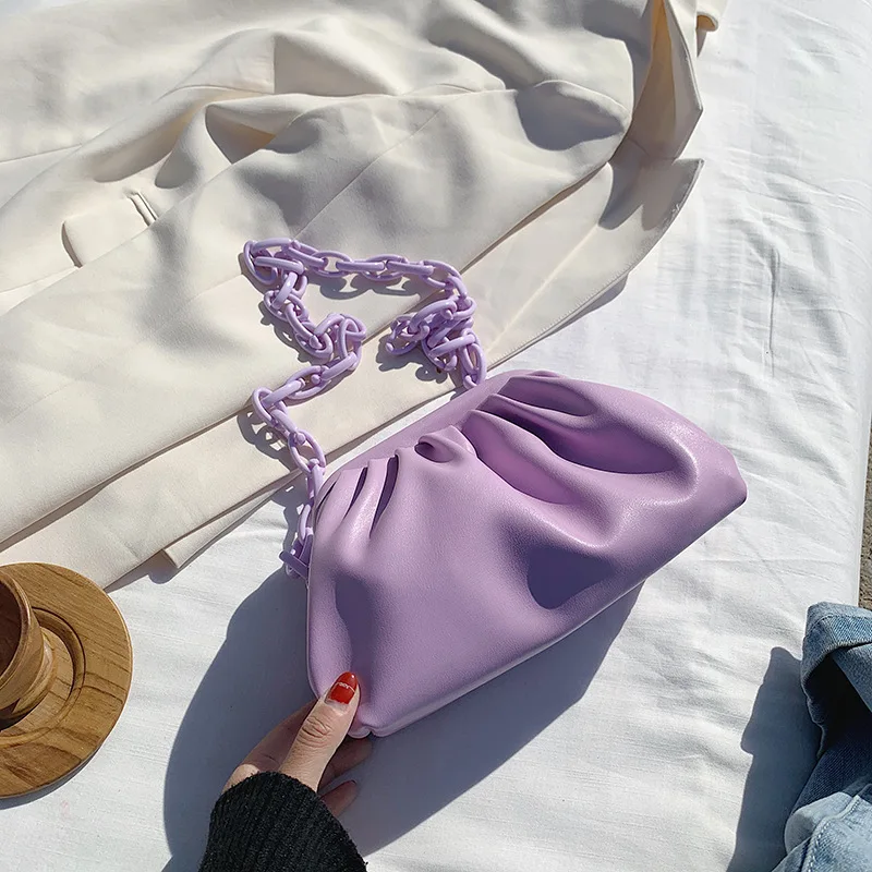 

2020 trendy girls bags crossbody cloud dumpling handbag side bags for girls shoulder chain, Accept customized color