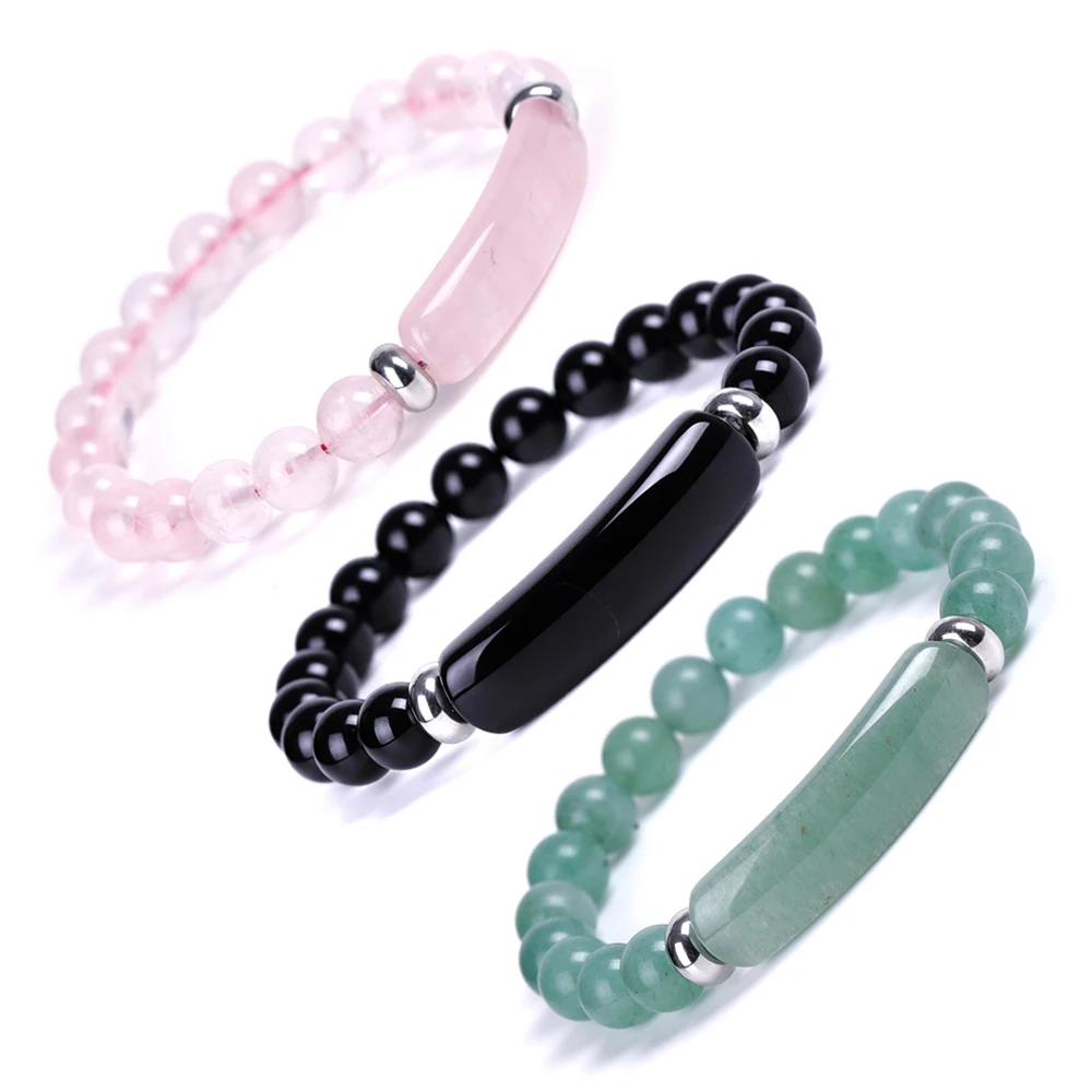 

Natural Stone Tiger Eye Rose Quartz Black Agate Bracelets For Women Men Gifts