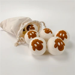 Custom Needled Lamb Pattern Washing Machine Drying Balls 100% Organic Wool Drying Balls Cotton Balls Bags