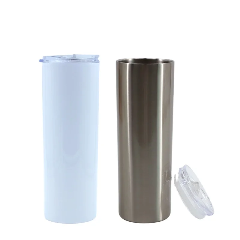 

Custom Blank 20oz Sublimation Skinny Tumbler, Silver, white,custom color