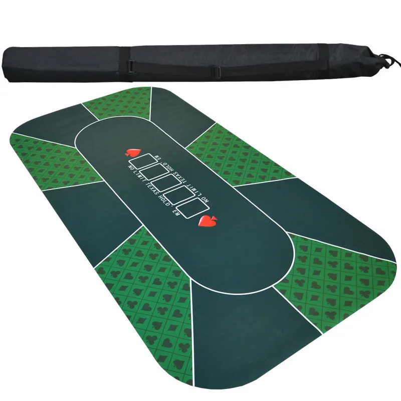 1.8m Square Table Cloth Casino Poker Mat Texas Hold'em Poker Table Rubber Mat with Shoulder Bag