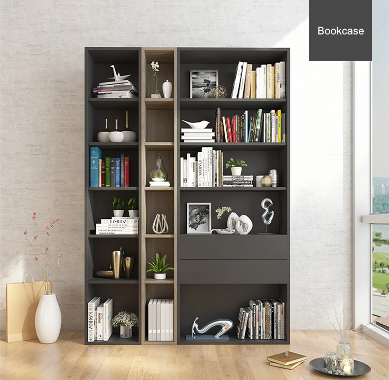 Modern And Simple Solid Wood Corner Full Wall Bookcase Landing Nordic