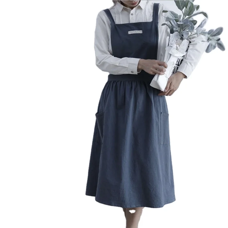 

Good Quality Painting Apron Cooking Kitchen Cotton Cross Apron Back Art Apron For Adults