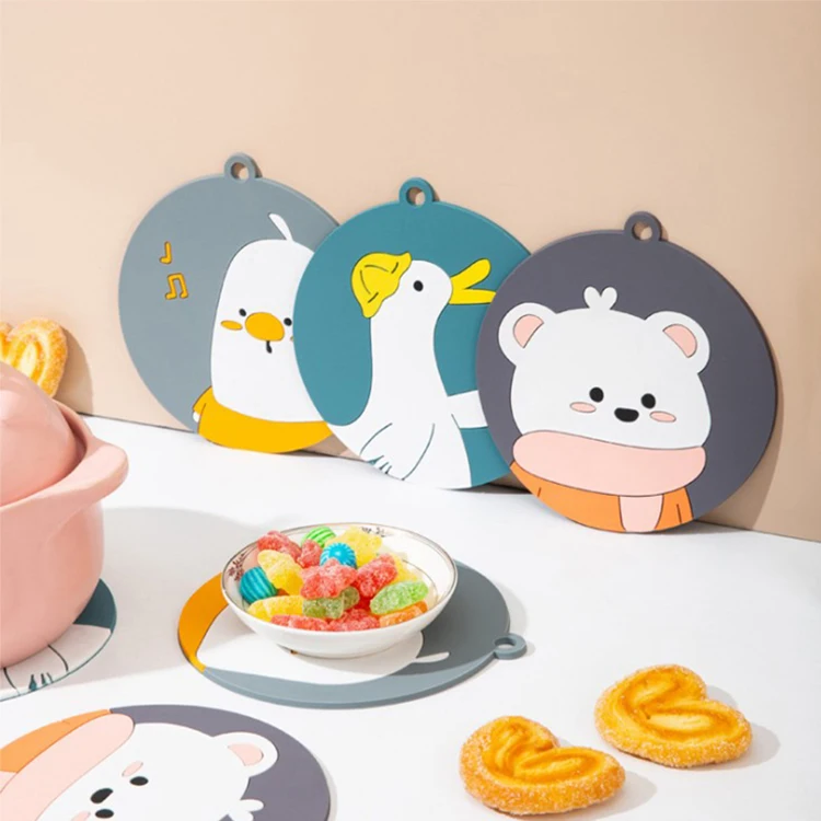 

Silicone Tableware Mat Cartoon Heat Resistant Round Baby Placemats For Dining Table