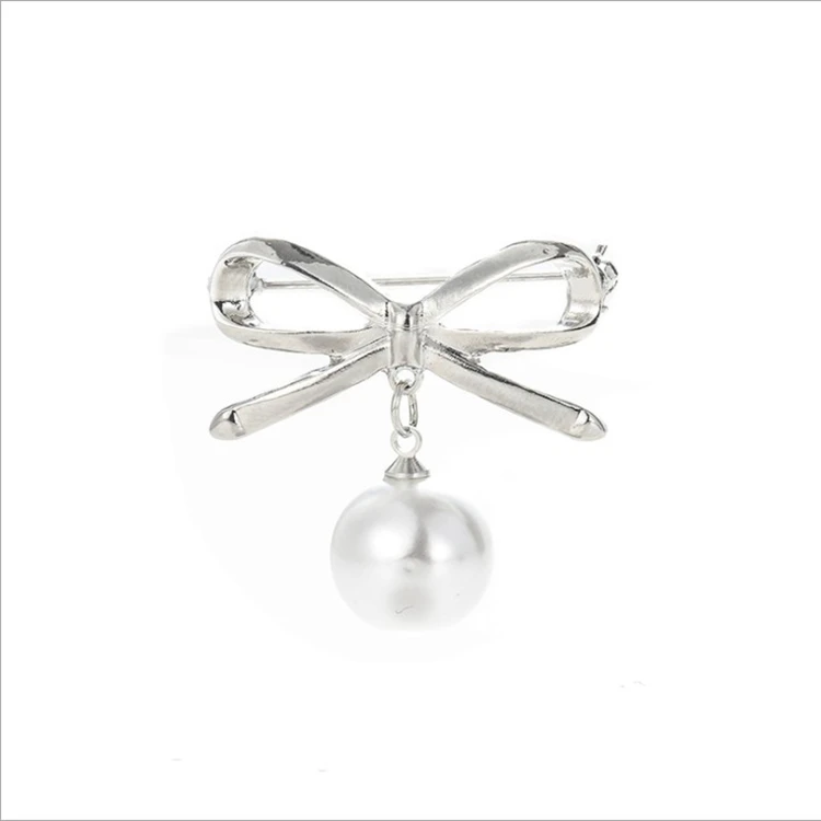 

Fashion pearl brooch women's clothes fixed anti-light buckle pin bow brooch clothing accessories Lady corsage, Gold, silver