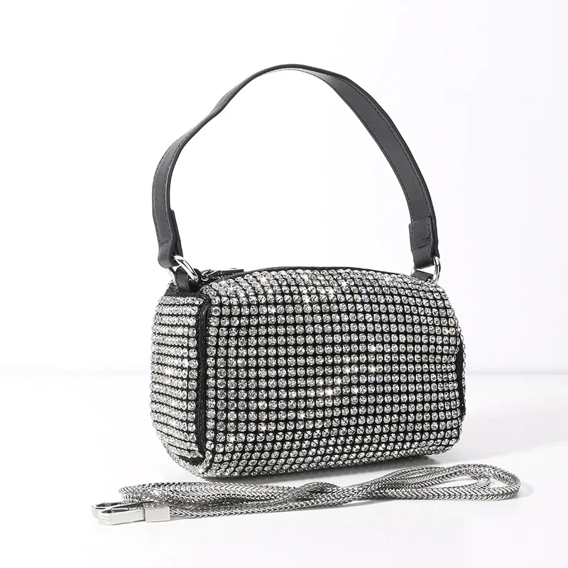 

Rhinestone bags Fashion Underarm Bags Chain Shoulder Messenger Small Bag 2021 Crossbody handbags, Black white