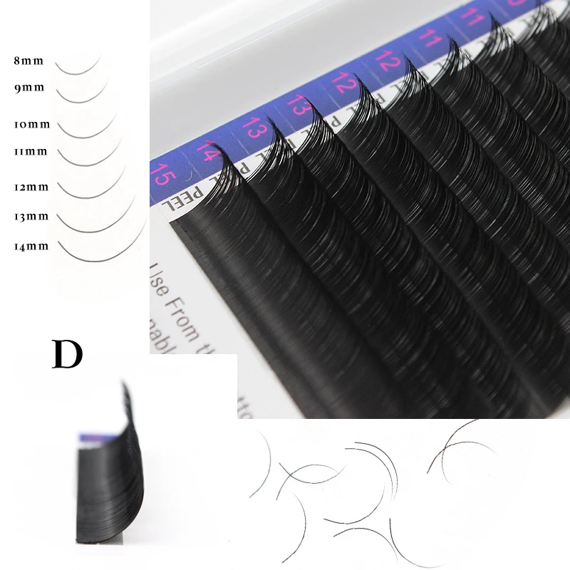 

Wholesale pbt fiber private label individual eyelash extensions with mixed size 8mm -15mm in one tray, Natural black