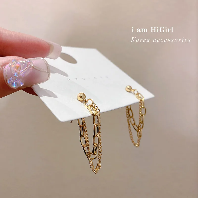 

2021 trendy jewelry gold plated chain high fashion earring long