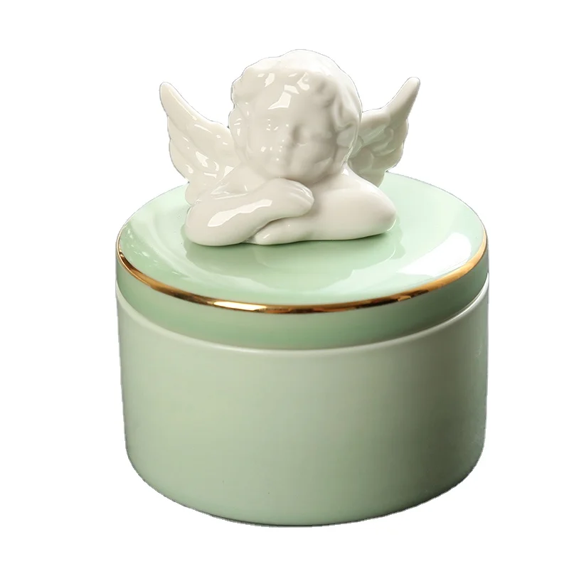 

Custom Round Candy Jar Angel Butterfly Design Birthday Gift Ceramic Gold Luxury Candy Box