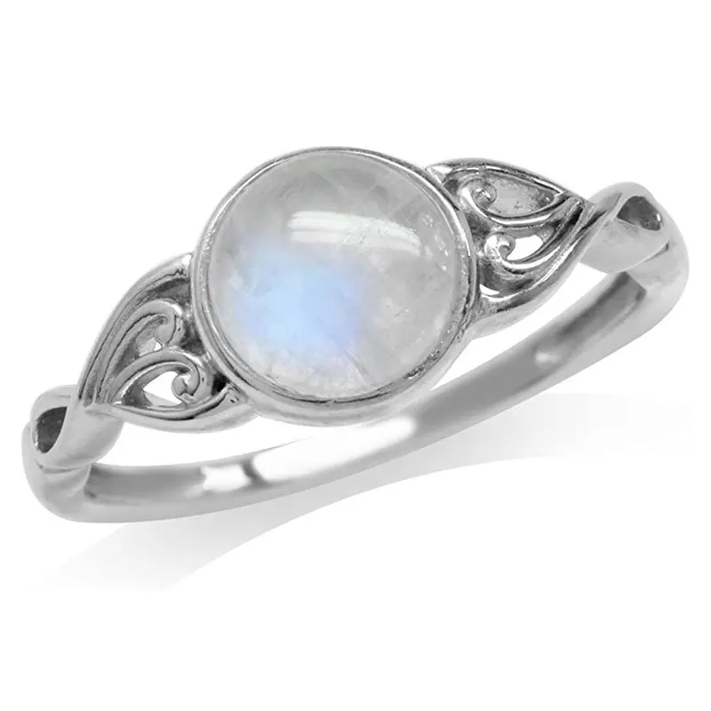

Natural Crystals Rings Victorian Style Sterling Silver Solitaire Ring Moonstone Ring