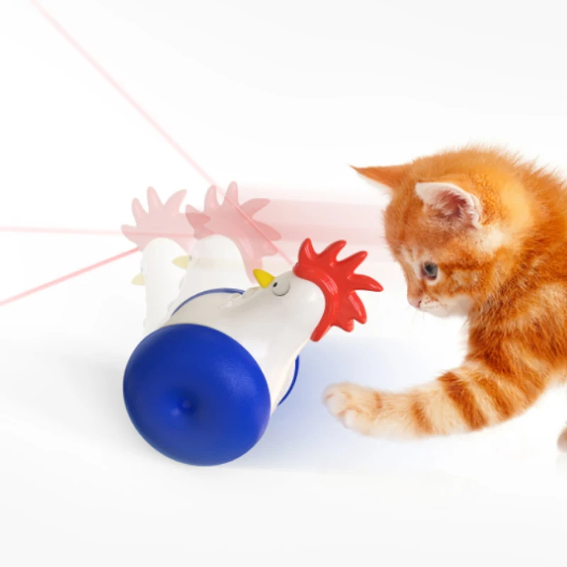 

Chicken Shape Cat Laser Pet Automatic Rotating Catch Light Training Tumbler Interactive Laser Cat Toy, Picture showed