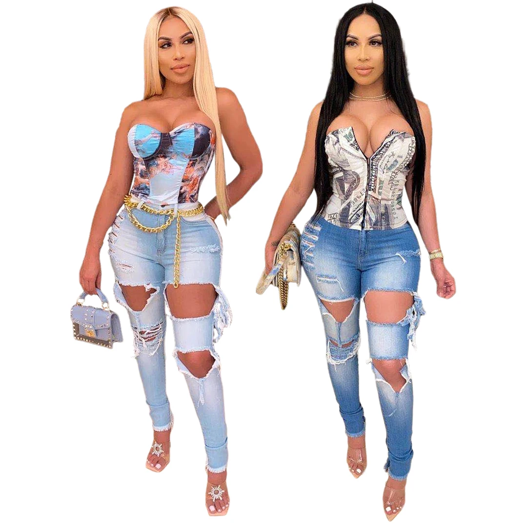 

2021 New arrival trousers Ladies jeans woman Pencil pants Light blue jeans Solid color zipper pocket Dark blue jeans blue popula