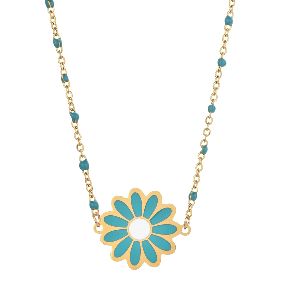 

Boho Daisy Pendant Stainless Steel Chain Choker Flowers Necklace for Women Elegant Chain Necklace Trend Luxury Jewelry