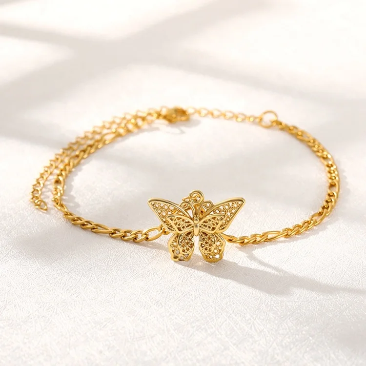

2021 New Bohemia 18k gold plated stainless steel butterfly bracelet, Gold color