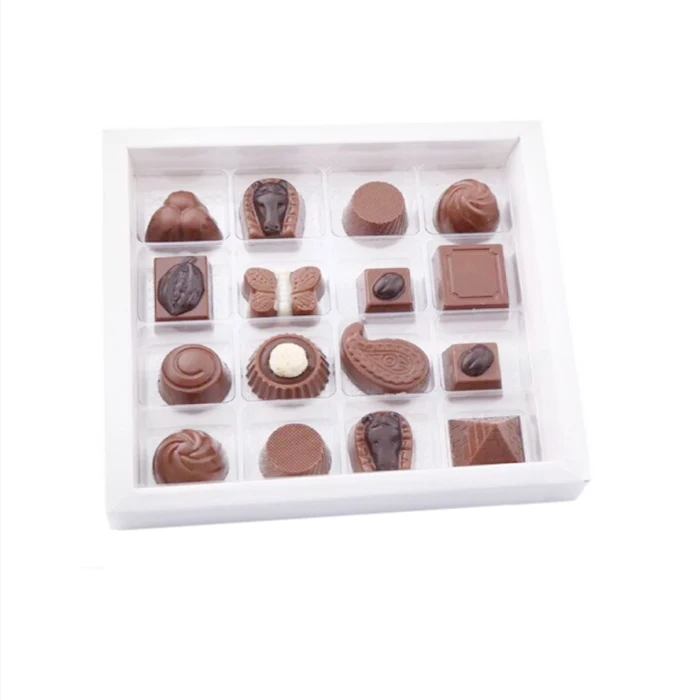 

custom pet plastic blister clear packaging for chocolate cavity tray 16 24 empty chocolate boxes with tray