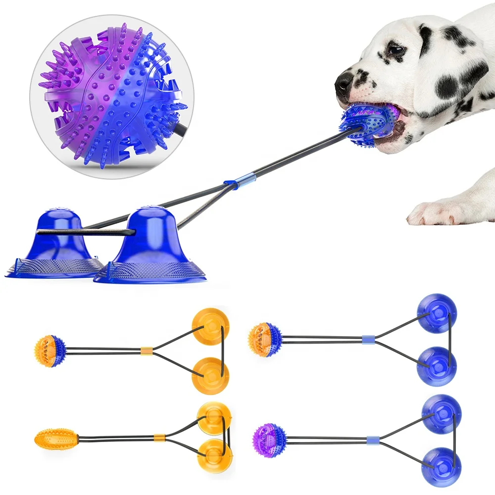 

Upgrade Interactive Pet Rope Ball Pull Toy Fashion Dog Toy Double Suction Cup High Quality Chew Tug Toys For Dogs, Blue+orange, blue+purple,orange+blue, orange+oval