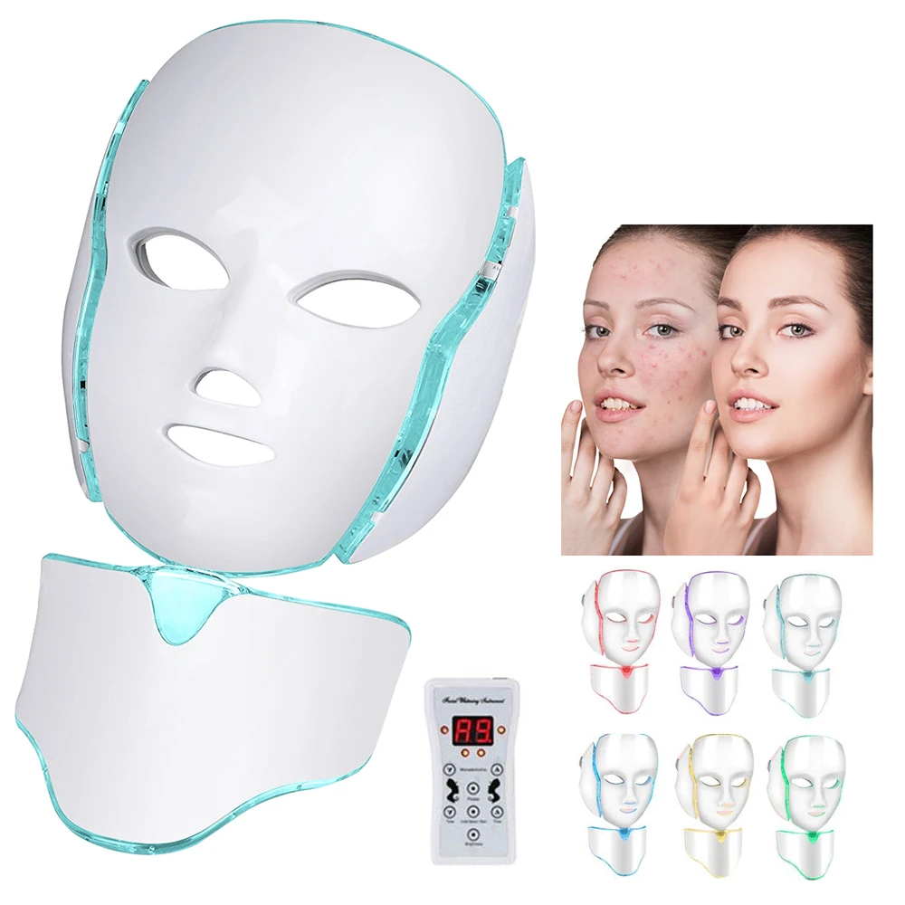

Manufacturer Wholesale 7 Color Led Photon Light Therapy Machines Home Use Face Facial Beauty Mask with Neck for Facial Skin Care, White,other colors can be customized