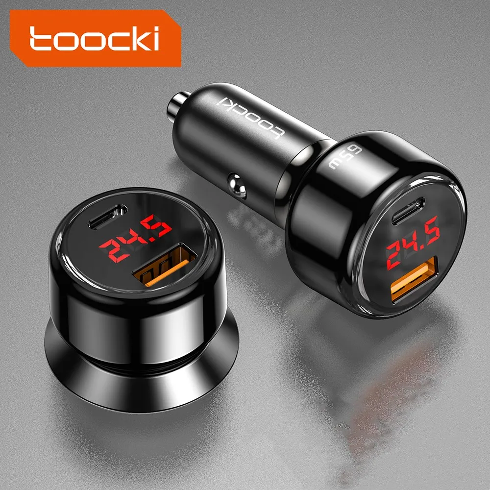 

Toocki 65W digital display car charger A+C super fast charging adapters travel car charger with LED indicator