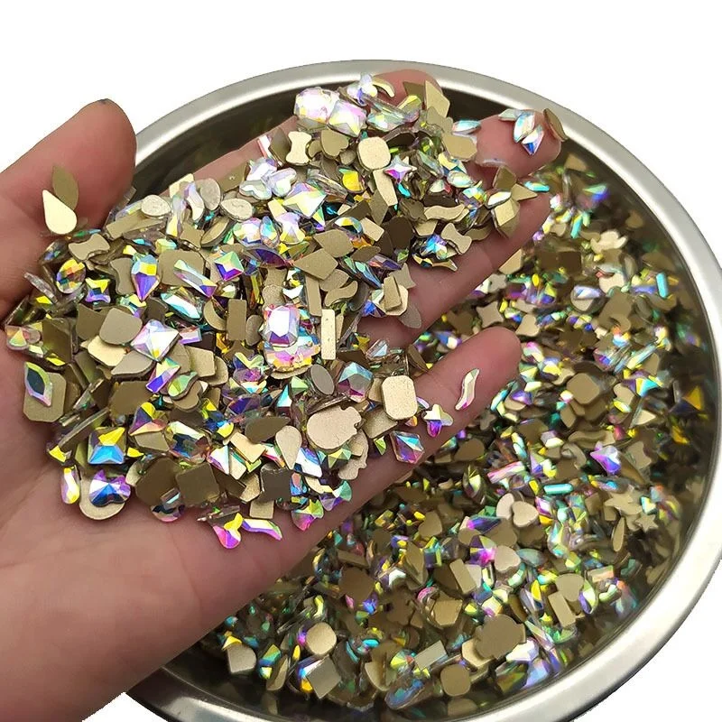 

Pujiang non hot fix various Shaped crystal Stone AB nail art rhinestones bling flat back rhinestones