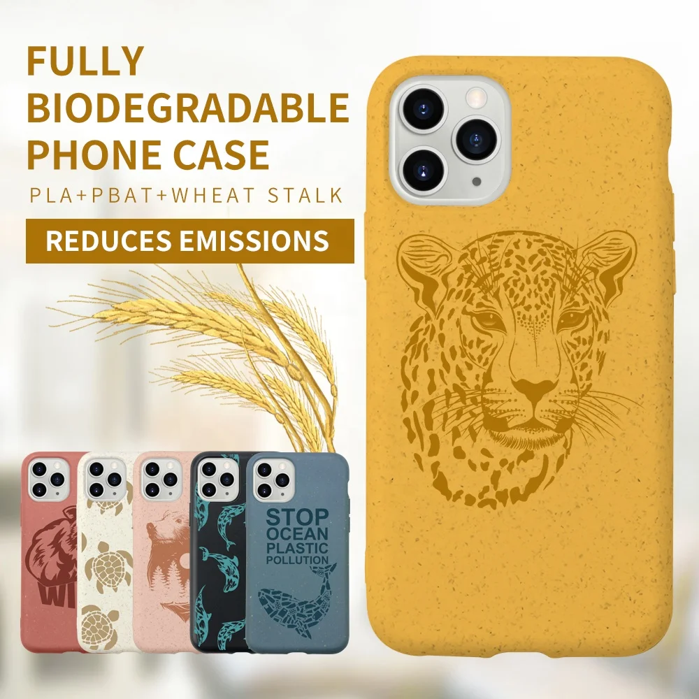 

2mm Shockproof Biodegradable Fancy Mobile Back Cover for iPhone 6 7 8 Plus XR XS Max Recycled Phone Case for iPhone 11 Pro Max
