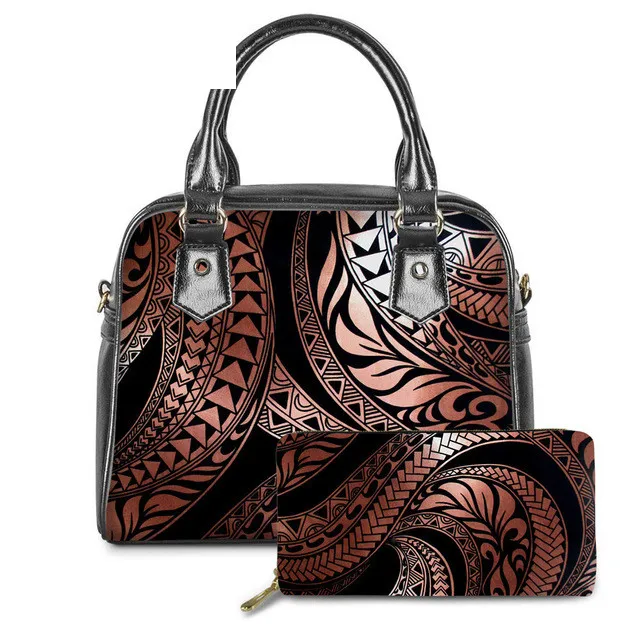 

Dropship Polynesian Traditional Tribal Print Fashionable Women Tote Bags Customized Large Capacity Tote Bags Leather Tote Bag, Customized color