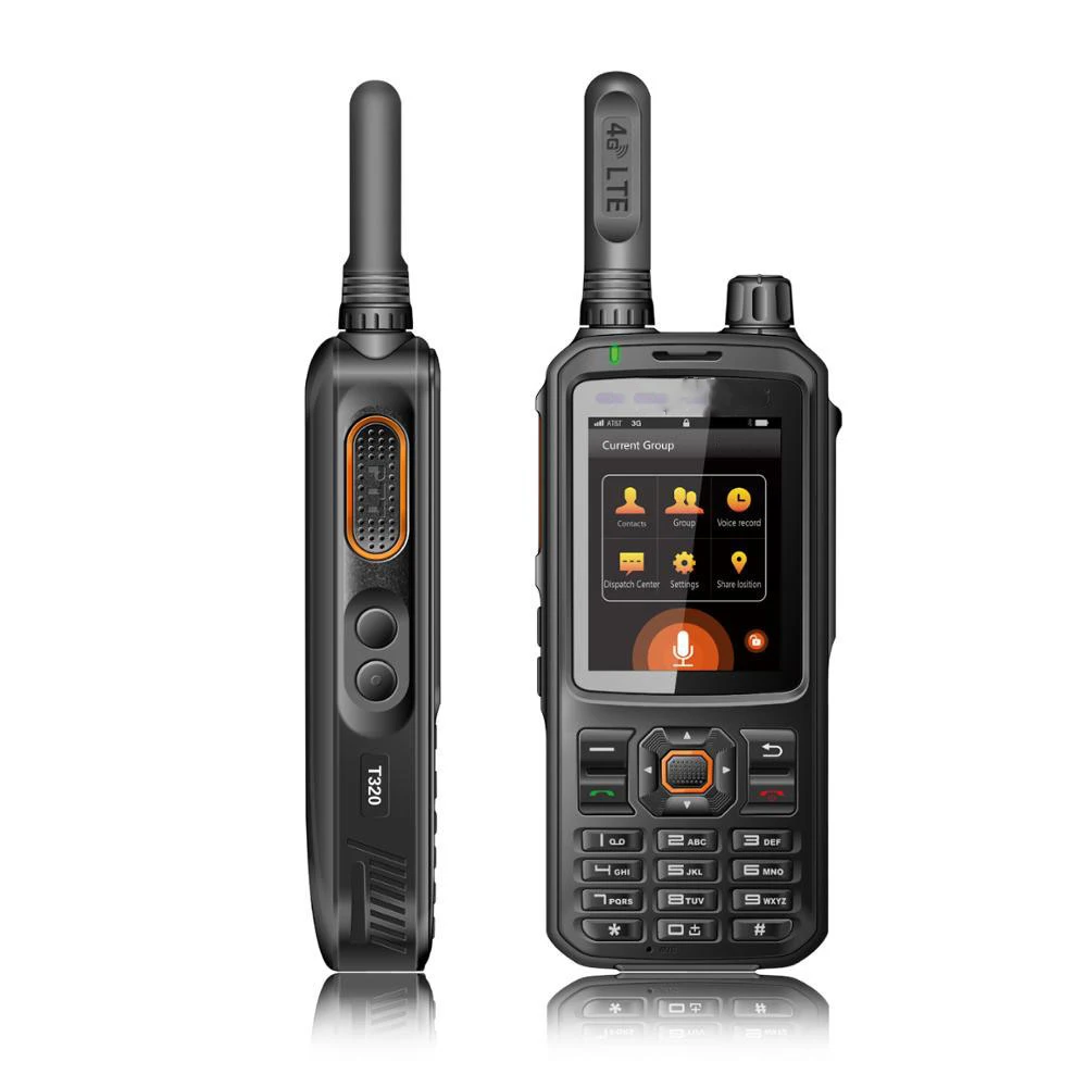 

New telephone walkie talkie gps woki toki 4G WIFI POC Zello real ptt walkie talkie 200 km two way radio T320, Black walkie talkie phone