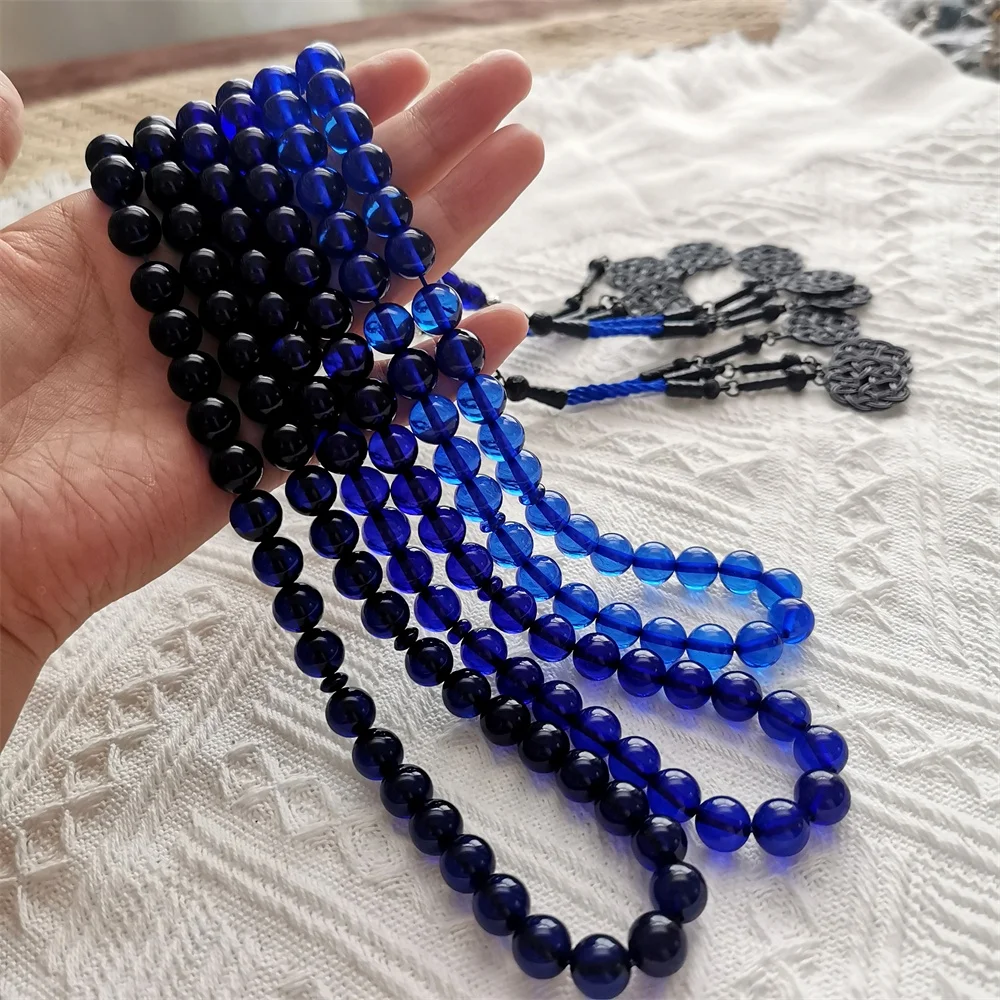 

New style lighter and darker blue amber color custom tasbih islam muslim Tesbih prayer beads rosary misbaha tesbih sibha