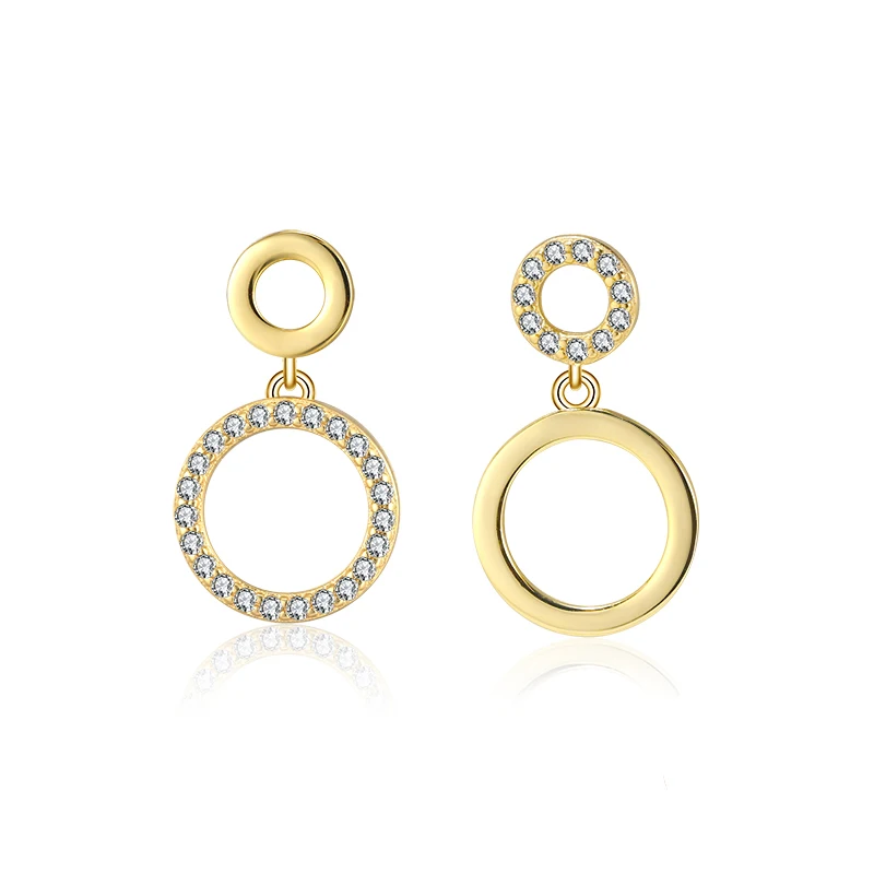 

RINNTIN SE207 gold jewelry 925 sterling silver round earrings for women