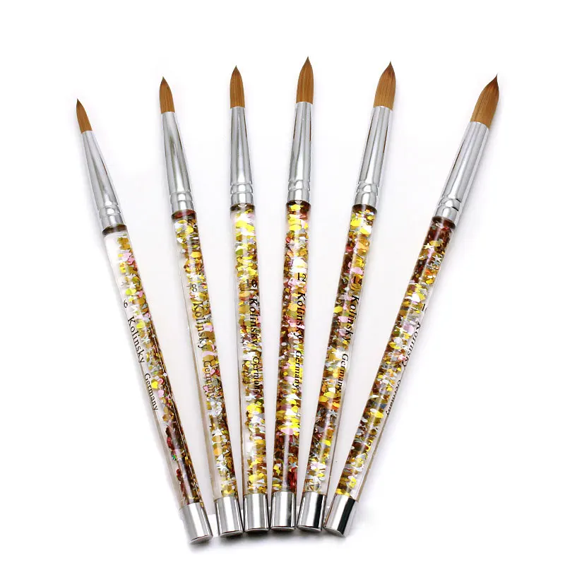 

1PC YiHuaLe New Design Liquid Glitter Handle Kolinsky Sable Acrylic Nails over Nail Art Brush Manufacturer Size 8,10,12,14,