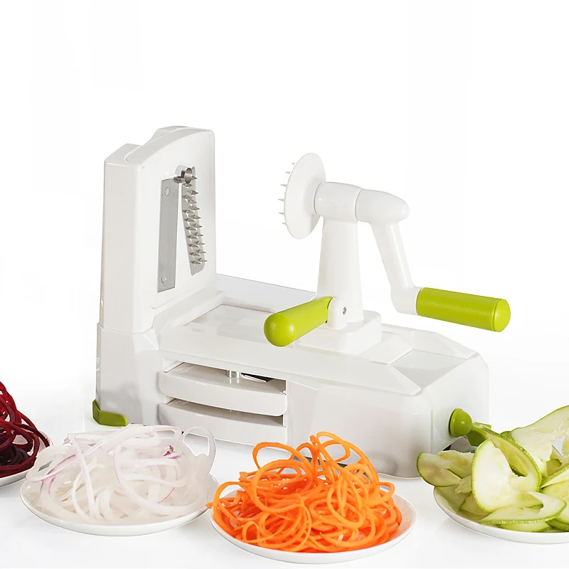 

5 IN 1 suction base ensures stability with blade caddy spirial grater food spiralizer factory supply hand held spiralizer, Custom color
