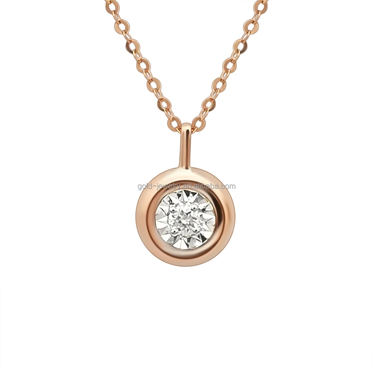 

Jewelry Women's 18K Real Yellow Gold necklace Pendant Natural Diamond Gold 18k Classic Necklace Jewelry Women Gift Wholesale