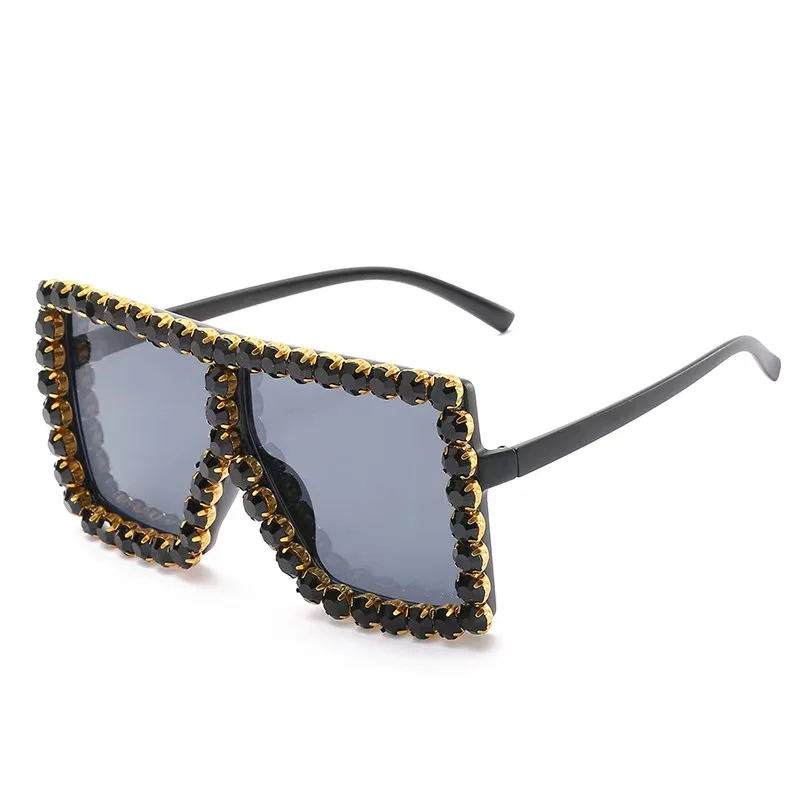 

2021 cross-border new big frame sunglasses European and American personality diamond cool big frame cool sunglasses, Many colors can be customized